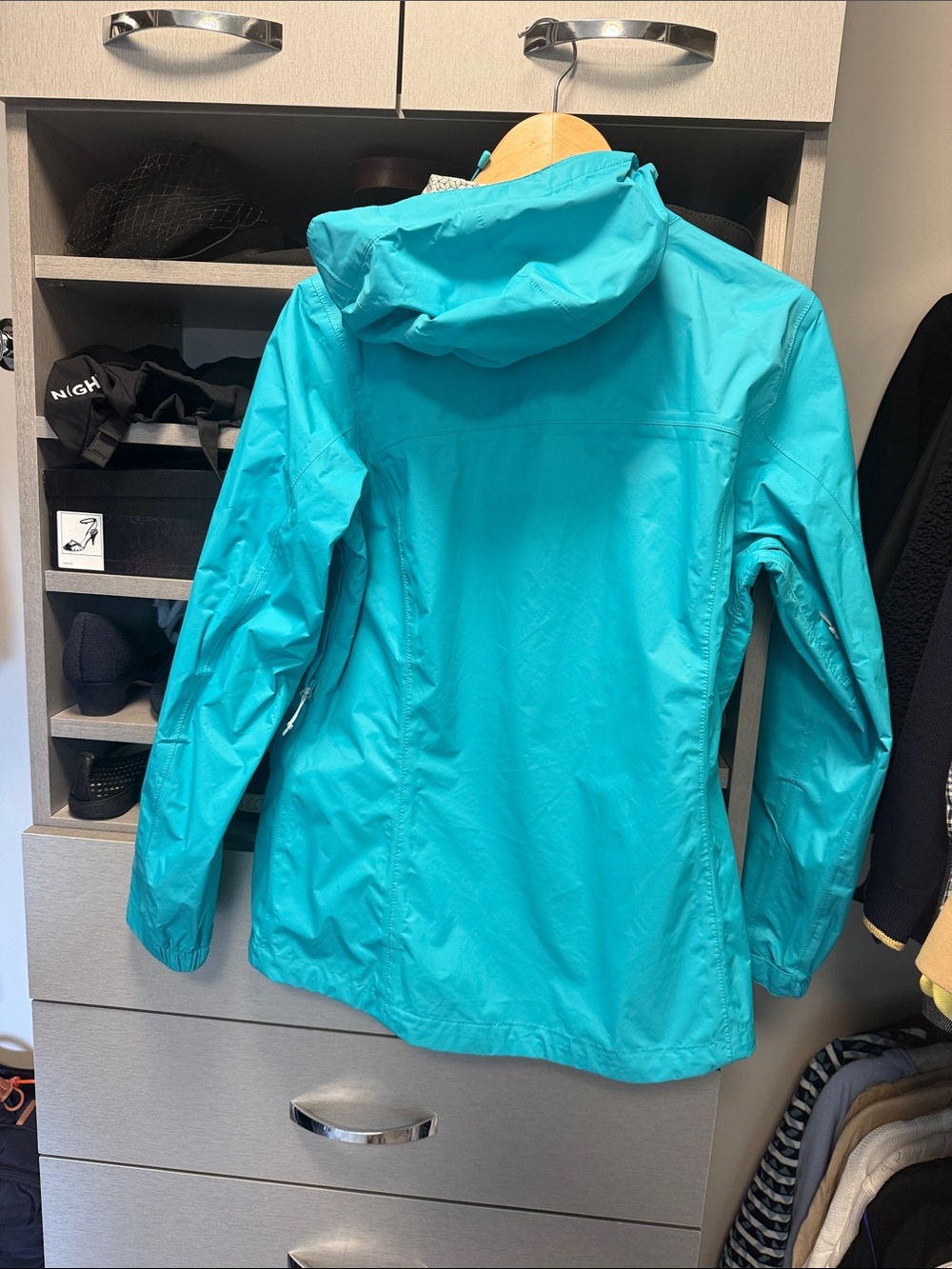 Columbia Bright Teal Hooded Rain Shell Medium - Picture 6 of 6